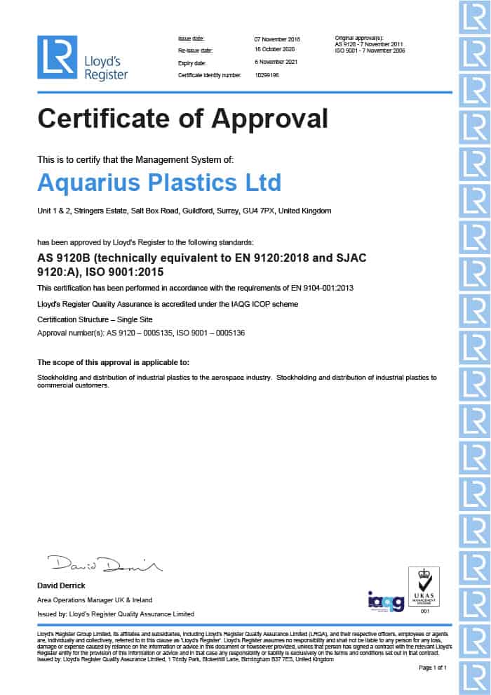 AS9120B and ISO9001:2015 certification